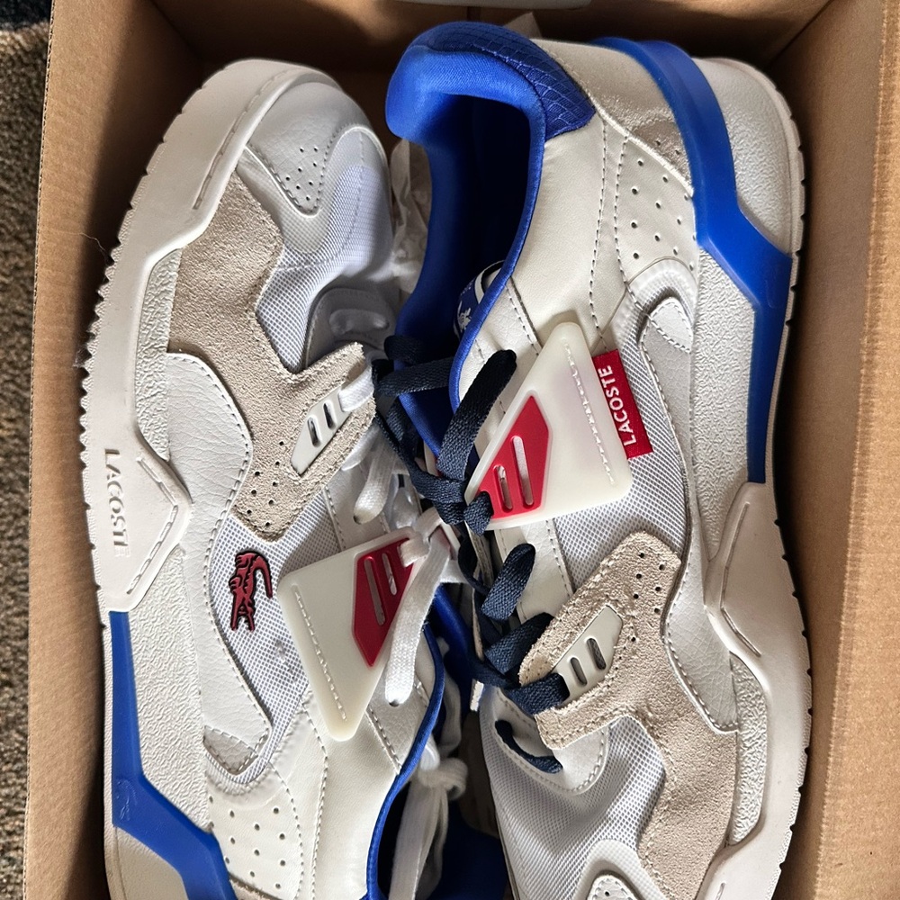 Lacoste White and Blue Chunky Sneakers